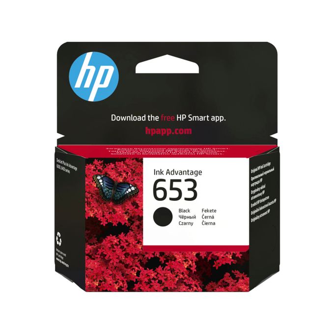 HP 653 Black Original Ink Advantage Cartridge, 3YM75AE